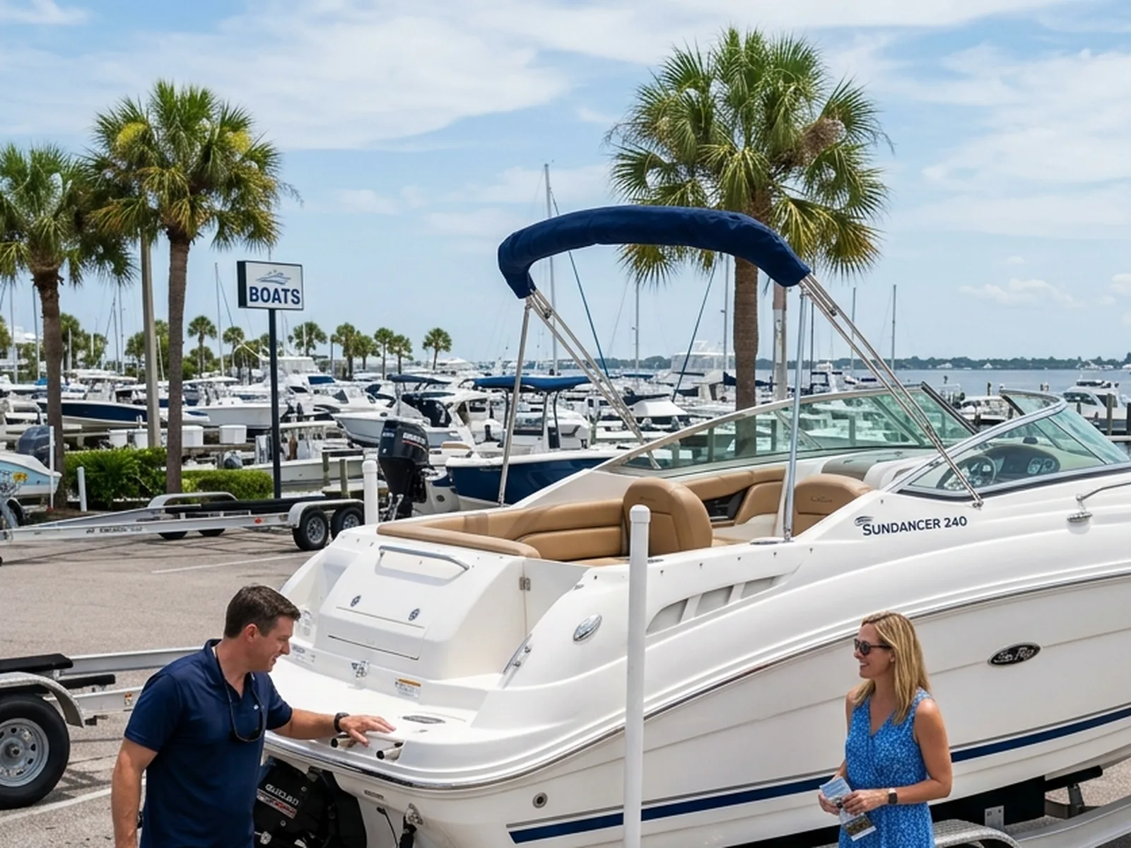 Boats on display at a Florida boat show